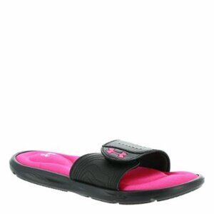 Under Armour Youth Girls Ignite IX Slide Sandal Black & Pink Size 3 Medium Adjus